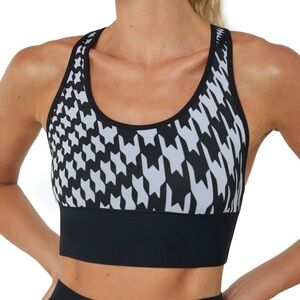 ULTRACOR NEWSPRINT BRA black‎ white houndstooth medium sports bra women’s